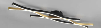 TRIO-LEUCHTEN---PLAFONIERA-BLAZE-A-LED-ONDULATA-METALLO-OTTONE-E-NERO-CON-REGOLAZIONE-INTENSITA'-E-TEMPERATURA-LUCE-CON-INTERRUTTORE-L.-108CM