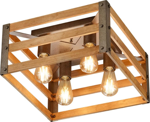 TRIO-LEUCHTEN---PLAFONIERA-KHAN-IN-LEGNO-E-METALLO-ANTICO