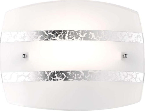 TRIO-LEUCHTEN---PLAFONIERA-NIKOSIA-IN-VETRO-BIANCO-DECORO-FOGLIA-ARGENTO-30x22-CM