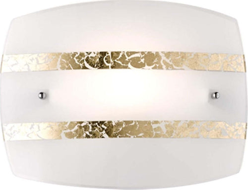 TRIO-LEUCHTEN---PLAFONIERA-NIKOSIA-IN-VETRO-BIANCO-DECORO-FOGLIA-ARGENTO-30x22-CM