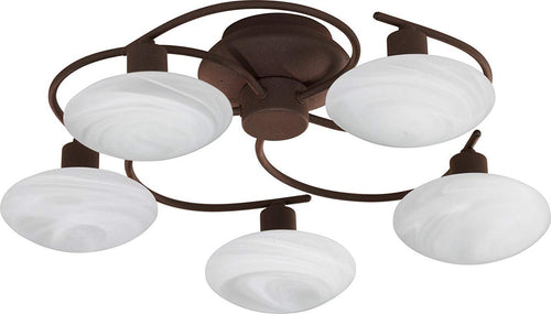 Trio-Leuchten-Trio-6380051-24-Lentin-Plafoniera,-5x28-Watt,-Ruggine/Bianco,-50-cm-G9,-28-W-[Classe-di-efficienza-energetica-C]