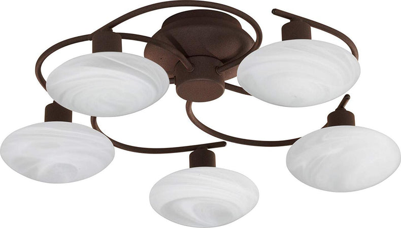 Trio-Leuchten-Trio-6380051-24-Lentin-Plafoniera,-5x28-Watt,-Ruggine/Bianco,-50-cm-G9,-28-W-[Classe-di-efficienza-energetica-C]