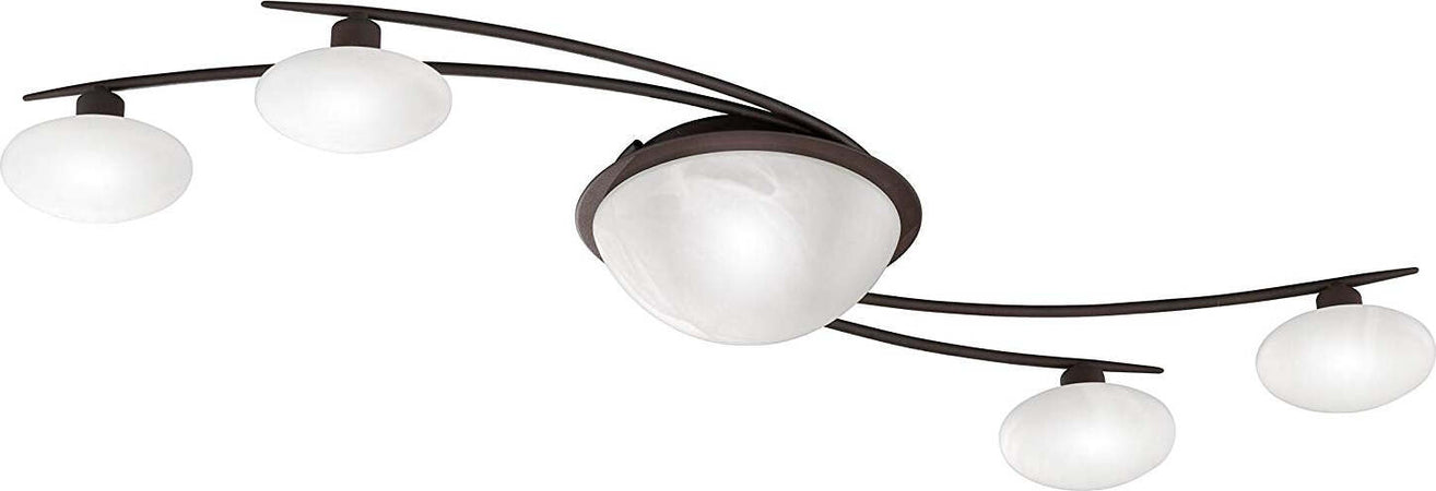 Trio-Leuchten-Trio-638090624-Lentin-Plafoniera,-6x28-Watt,-Ruggine/Alabastro,-110x46x13-cm-G9,-28-W-[Classe-di-efficienza-energetica-C]