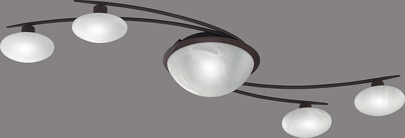 Trio-Leuchten-Trio-638090624-Lentin-Plafoniera,-6x28-Watt,-Ruggine/Alabastro,-110x46x13-cm-G9,-28-W-[Classe-di-efficienza-energetica-C]