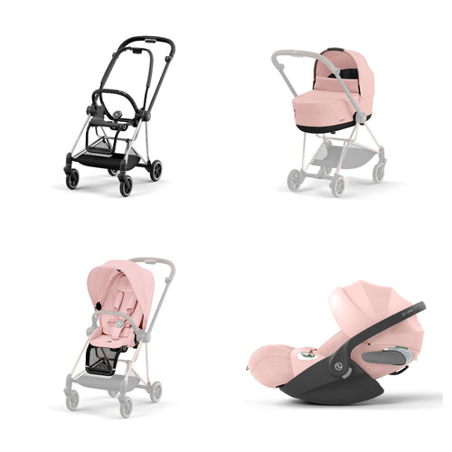 Trio Cybex Platinum Mios 3 - Telaio Chrome Black - Cloud T I-SIZE Plus - Peach Pink