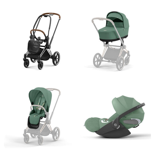 Trio Cybex Platinum Priam 4 Telaio Chrome Brown-Cloud T I-SIZE Plus-Leaf Green