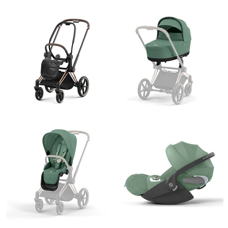 Trio Cybex Platinum Priam 4 - Telaio Rosegold - Cloud T I-SIZE Plus - Leaf Green