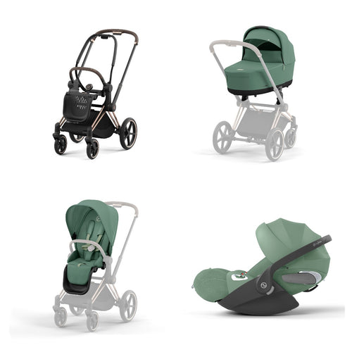 Trio Cybex Platinum Priam 4 - Telaio Rosegold - Cloud T I-SIZE Plus - Leaf Green