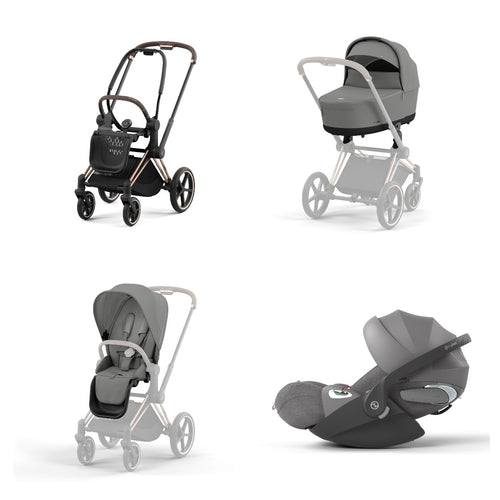 Trio Cybex Platinum Priam 4 - Telaio Rosegold - Cloud T I-SIZE Plus - Mirage Grey