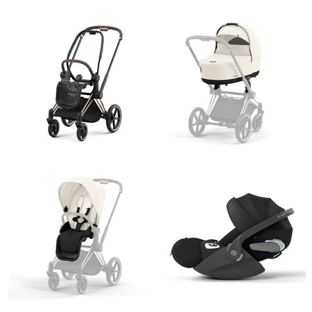 Trio Cybex Platinum Priam 4 - Telaio Rosegold - Cloud T I-SIZE Plus - Off White