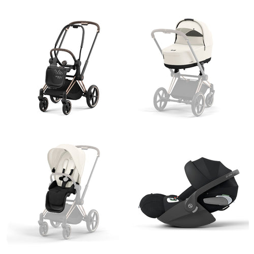 Trio Cybex Platinum Priam 4 - Telaio Rosegold - Cloud T I-SIZE Plus - Off White