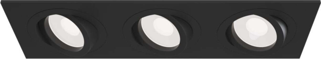 Triplo-Faretto-Da-Incasso-Moderno-Atom-Alluminio-Nero-3-Luci-Diffusori-Tessile