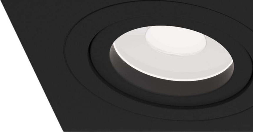 Triplo-Faretto-Da-Incasso-Moderno-Atom-Alluminio-Nero-3-Luci-Diffusori-Tessile