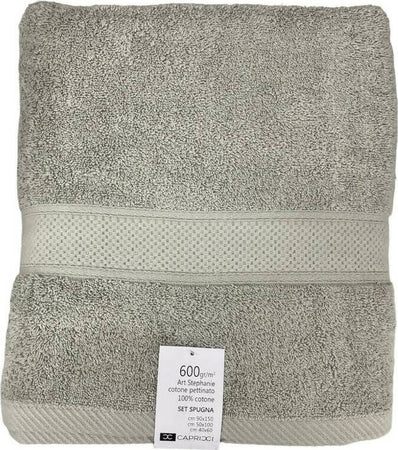 Tris asciugamani in pura spugna di cotone pettinato 100% articolo stephaniie set asciugamani spugna viso telo ospite Casa e cucina/Tessili per la casa/Biancheria da bagno/Asciugamani/Set di asciugamani Puleo Casa - Palermo, Commerciovirtuoso.it