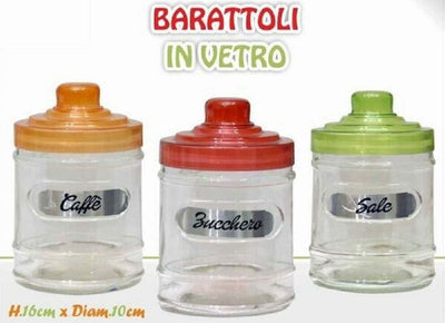 Tris Barattoli 3 Contenitori Caff? Zucchero Sale Vetro Tappo Colorato Casa, arredamento e bricolage > Cucina > Barattoli e Contenitori Trade Shop italia - Napoli, Commerciovirtuoso.it