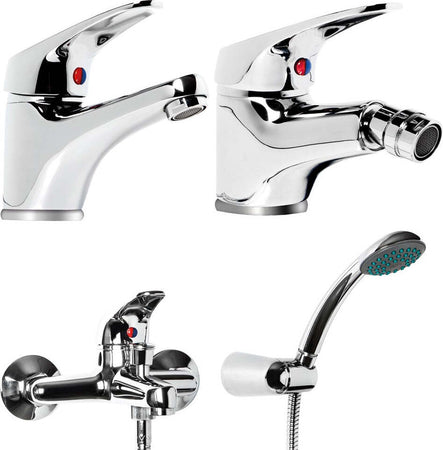 Tris Rubinetto Miscelatore Lavabo Bagno + Bidet + Miscelatore Esterno Vasca Con Deviatore M Cromato Fai da te/Attrezzature per cucine e bagni/Attrezzature per bagni/Rubinetti per lavandini bagno Ogomondo - Martina Franca, Commerciovirtuoso.it