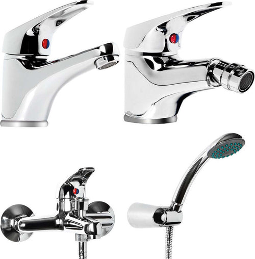 Tris Rubinetto Miscelatore Lavabo Bagno + Bidet + Miscelatore Esterno Vasca Con Deviatore M Cromato Fai da te/Attrezzature per cucine e bagni/Attrezzature per bagni/Rubinetti per lavandini bagno Ogomondo - Martina Franca, Commerciovirtuoso.it