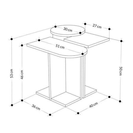 Tris tavolino da salotto Mund bianco rovere tortora