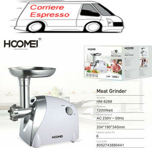 Tritacarne-Elettrico-Hoomei-1200W-3-Trafile-di-Taglio-Acciaio-Inox-Doppio-Senso