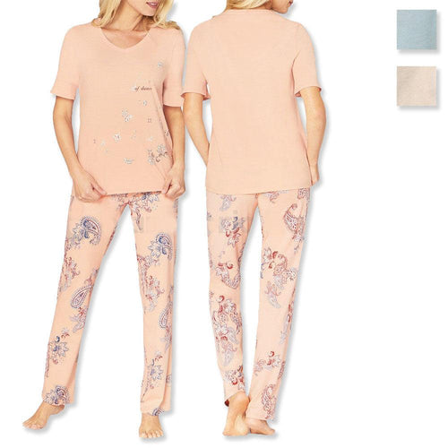 Triumph Lounge Me - Pigiama da Donna in Cotone con Maniche Corte 10202361 S38 - Passarelli Biancheria