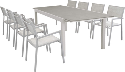 TRIUMPHUS---set-tavolo-da-giardino-allungabile-180/240x100-compreso-di-8-poltrone-in-alluminio-e-polywood-Tortora-Milani-Home