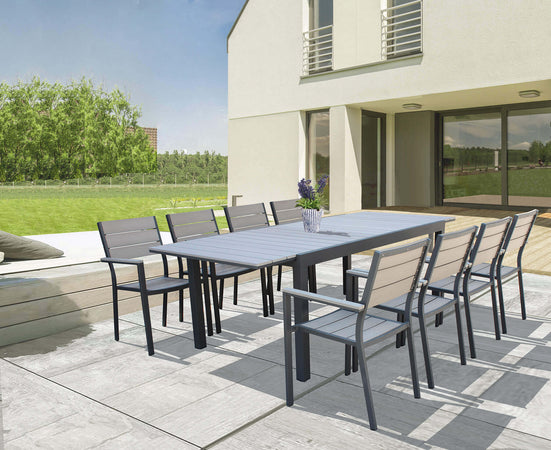 TRIUMPHUS---tavolo-da-giardino-allungabile-in-alluminio-e-polywood-180/240x100-Antracite-Milani-Home