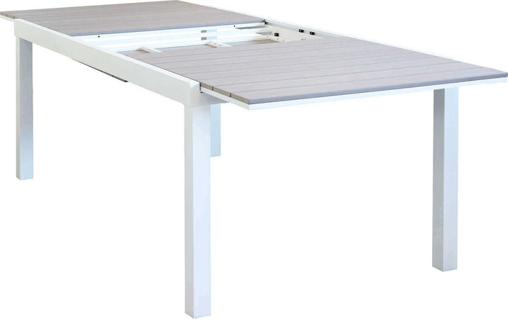 TRIUMPHUS---tavolo-da-giardino-allungabile-in-alluminio-e-polywood-180/240x100-Bianco-Milani-Home