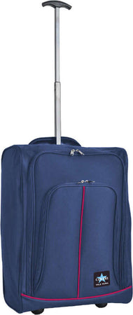 Trolley-Cabina-Morbido-Bagaglio-a-Mano-Blu-Navy-Maniglia-Telescopica-35x20x50-cm