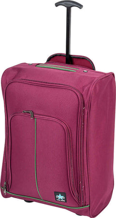 Trolley-Cabina-Morbido-Bagaglio-a-Mano-Borgogna-Maniglia-Telescopica-35x20x50cm