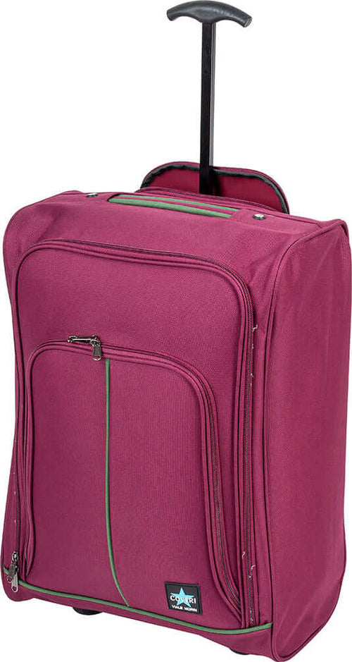 Trolley-Cabina-Morbido-Bagaglio-a-Mano-Borgogna-Maniglia-Telescopica-35x20x50cm