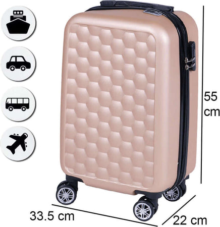 Trolley-Cabina-Rigido-Bagaglio-a-Mano-Oro-con-Maniglia-Telescopica-33.5x22x55cm