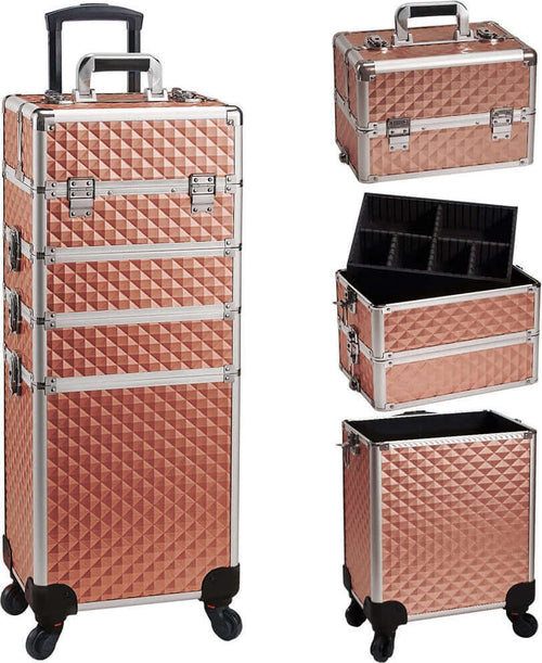 Trolley-Makeup-4in1-Valigetta-Oro-Trucco-Estetista-Beauty-Case-Ruote-Staccabili