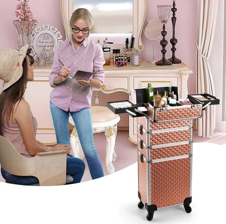 Trolley-Makeup-4in1-Valigetta-Oro-Trucco-Estetista-Beauty-Case-Ruote-Staccabili
