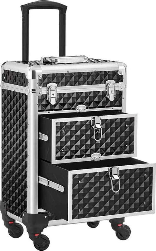 Trolley-Makeup-Alluminio-Valigetta-Trucco-Estetista-Beauty-Case-Nero
