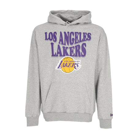 NEW ERA Felpa Leggera Cappuccio Uomo Nba Script Oversize Hoodie Loslak Heather Grey/true Purple da uomo