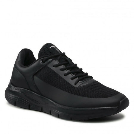 Trussardi Scarpe Uomo Nere in Pelle E Tessuto Sneakers Casual Con Lacci E Suola in Gomma Collezione Aut-Inv 2022/2023