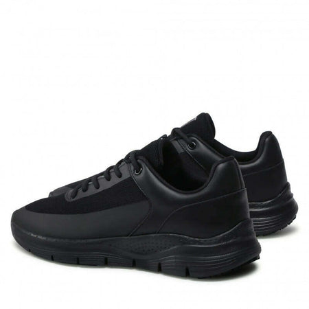 Trussardi Scarpe Uomo Nere in Pelle E Tessuto Sneakers Casual Con Lacci E Suola in Gomma Collezione Aut-Inv 2022/2023