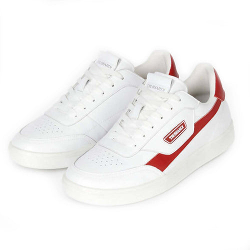 Trussardi Sneaker Uomo Bianche Rossa Scarpe Ecopelle Craft Sneaker Lacci Suola In Gomma Scarpe Da Ginnastica Casual Fashion Primavera-estate 2022 Art.77a00417