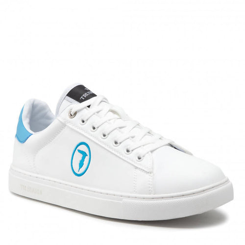 Trussardi Sneakers Bianche Danus Uomo Ecopelle Scarpe 77A00336 Scarpa da Ginnastica Lacci Suola in gomma Bianca e Blue stringata low top coll. Primavera/Estate 2022