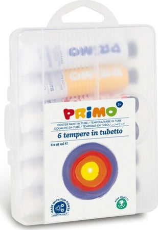 Tubi tempera - 18 ml - colori assortiti - Primo - astuccio 6 pezzi Giochi e giocattoli/Attività creative/Accessori per disegnare e colorare/Pittura/Colori a tempera Eurocartuccia - Pavullo, Commerciovirtuoso.it