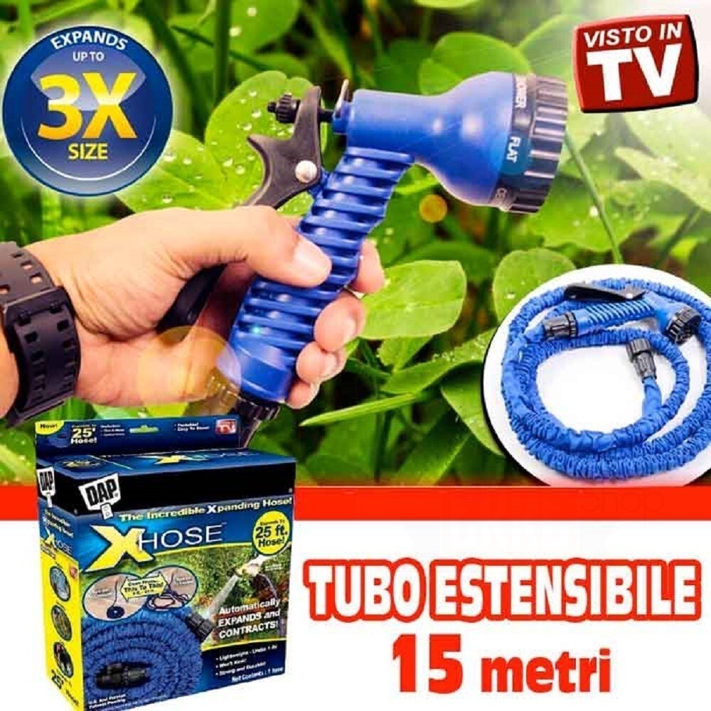 FUBUCA tubo estendibile 074276 da giardino 15 Mt 7 funzionalità innesto