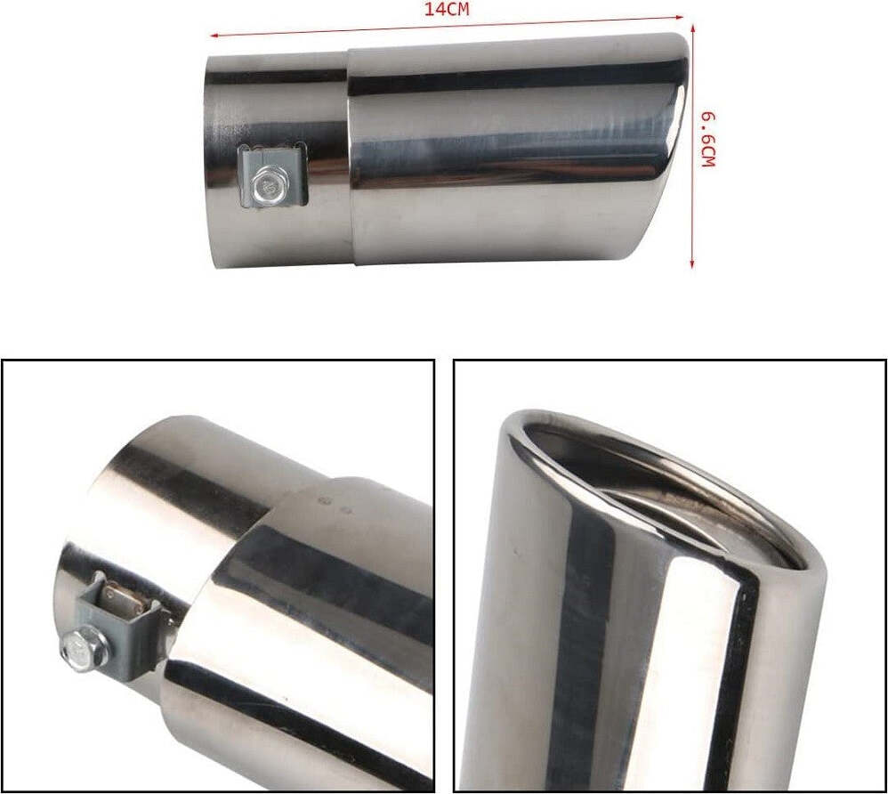 AutoHobby - Tupo di scappamento, silenziatore, universale, in acciaio inox, rotondo, fino a 57 mm, cromato AutoHobby - Tupo di scappamento, silenziatore, universale, in acciaio inox, rotondo, fino a 57 mm, cromato