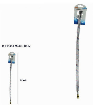 Tubo Flessibile Flessibili Rubinetto Miscelatore Acqua 40 Cm F1/2 X M3/8 79912