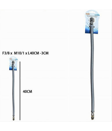 Tubo Flessibile Flessibili Rubinetto Miscelatore Acqua 40 Cm F3/8 X M10/1 87371