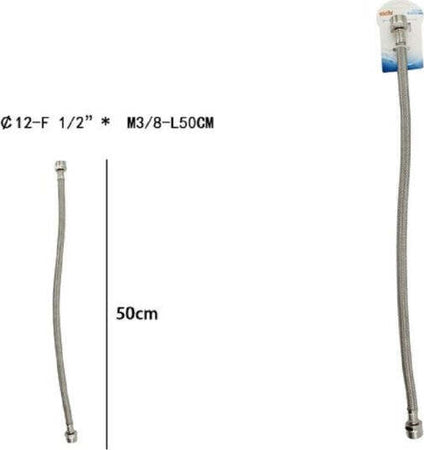 Tubo-Flessibile-Flessibili-Rubinetto-Miscelatore-Acqua-50-Cm-F-1/2-X-M3/8-69400