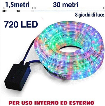 Tubo Luminoso 30 Metri Led Multicolor 720 Luci Per Interno E Per Esterno Illuminazione/Illuminazione per esterni/Catene luminose Trade Shop italia - Napoli, Commerciovirtuoso.it