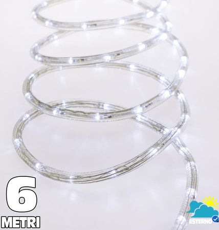 TUBO LUMINOSO A 108 LED PER ESTERNO 6 METRI DI LUCI BIANCO FREDDO CON CONTROLLER  Trade Shop italia - Napoli, Commerciovirtuoso.it