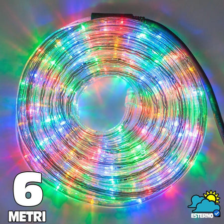 TUBO LUMINOSO A 108 LED PER ESTERNO 6 METRI DI LUCI MULTICOLOR CON CONTROLLER  Trade Shop italia - Napoli, Commerciovirtuoso.it