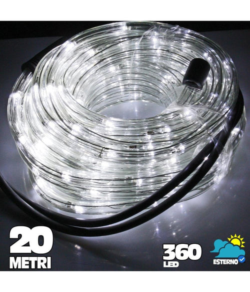 Tubo Luminoso A Led 360 Luci Bianco Freddo 20 Metri Per Uso Esterno + Controller