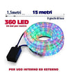 Tubo Luminoso Natalizio 15mt Led Multicolor Controller 8 Funzioni Per Esterno